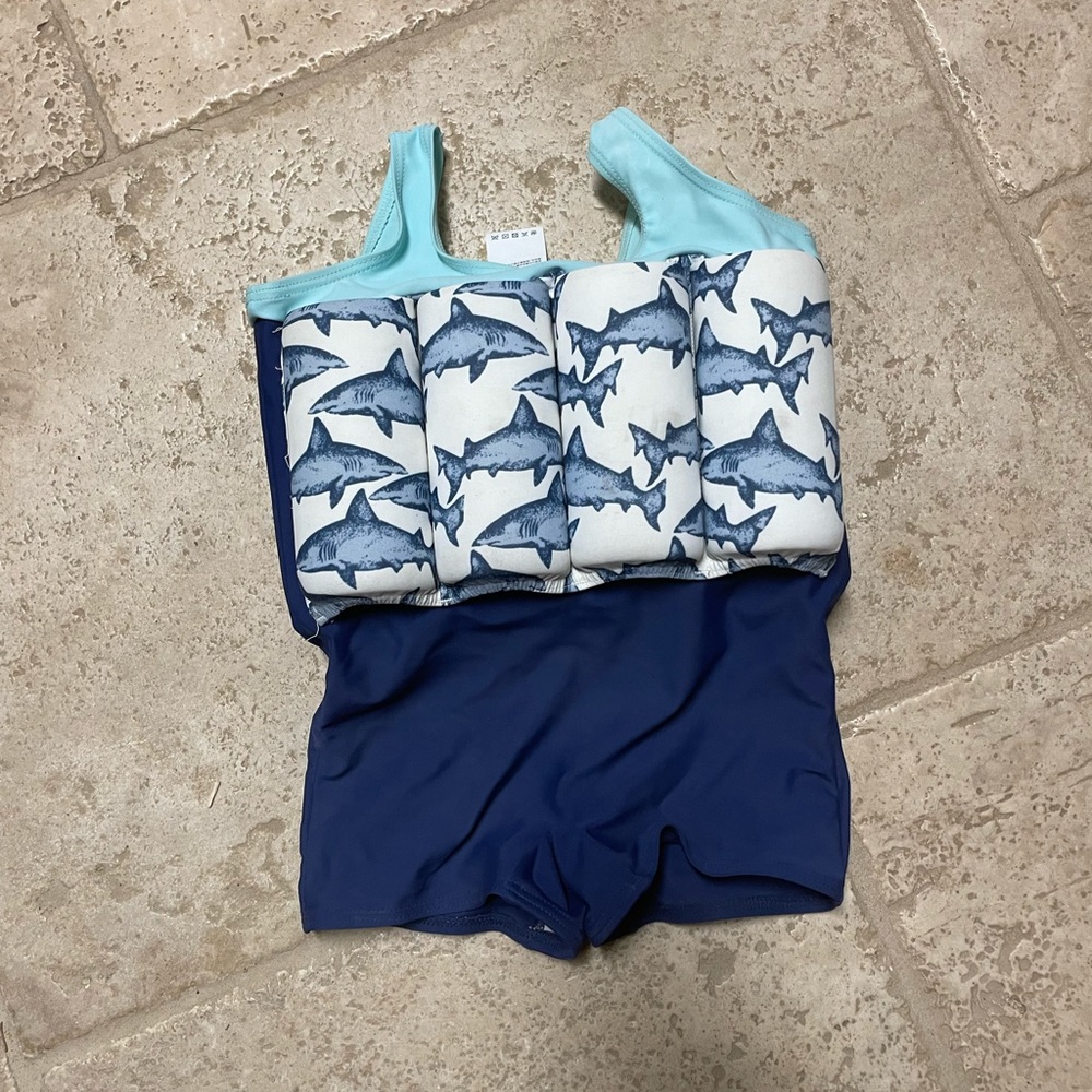 Toddler boys swimsuit with built in foam floaties.